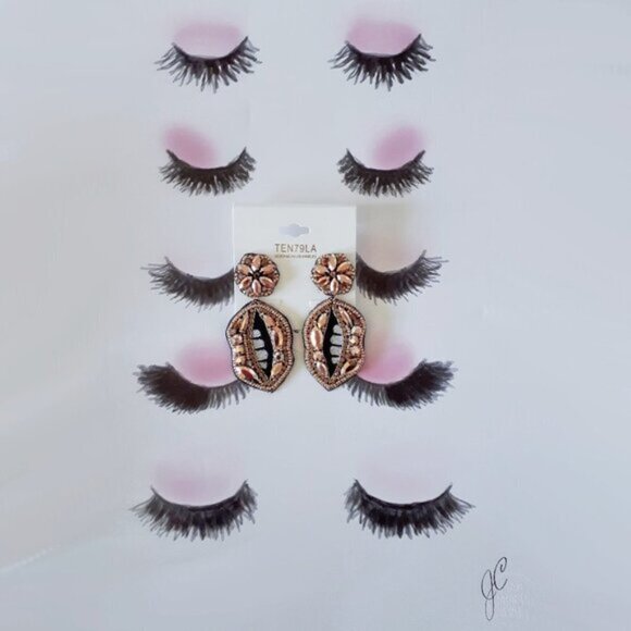 Ten79LA beaded & crystal accented drop earrings - Picture 3 of 6